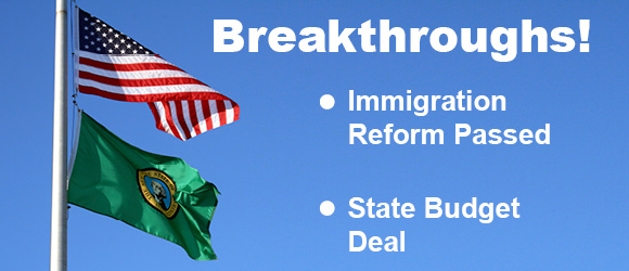 State budget deal and US Senate passes immigration reform