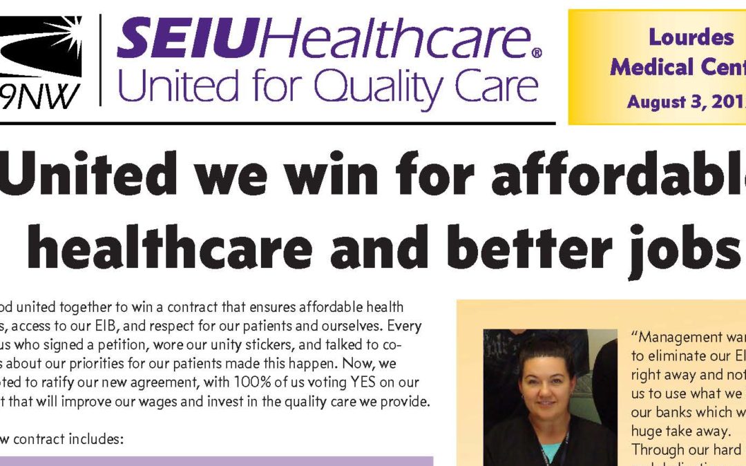 United we win for healthcare and better jobs