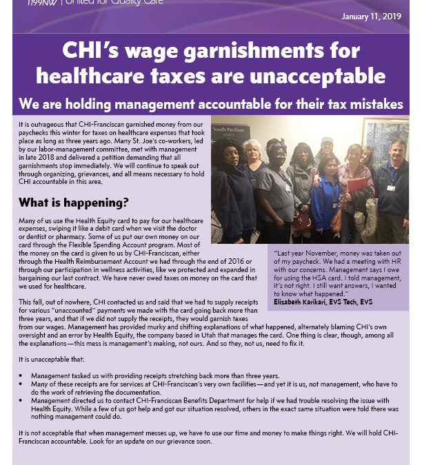 CHI’s wage garnishments for healthcare taxes are unacceptable