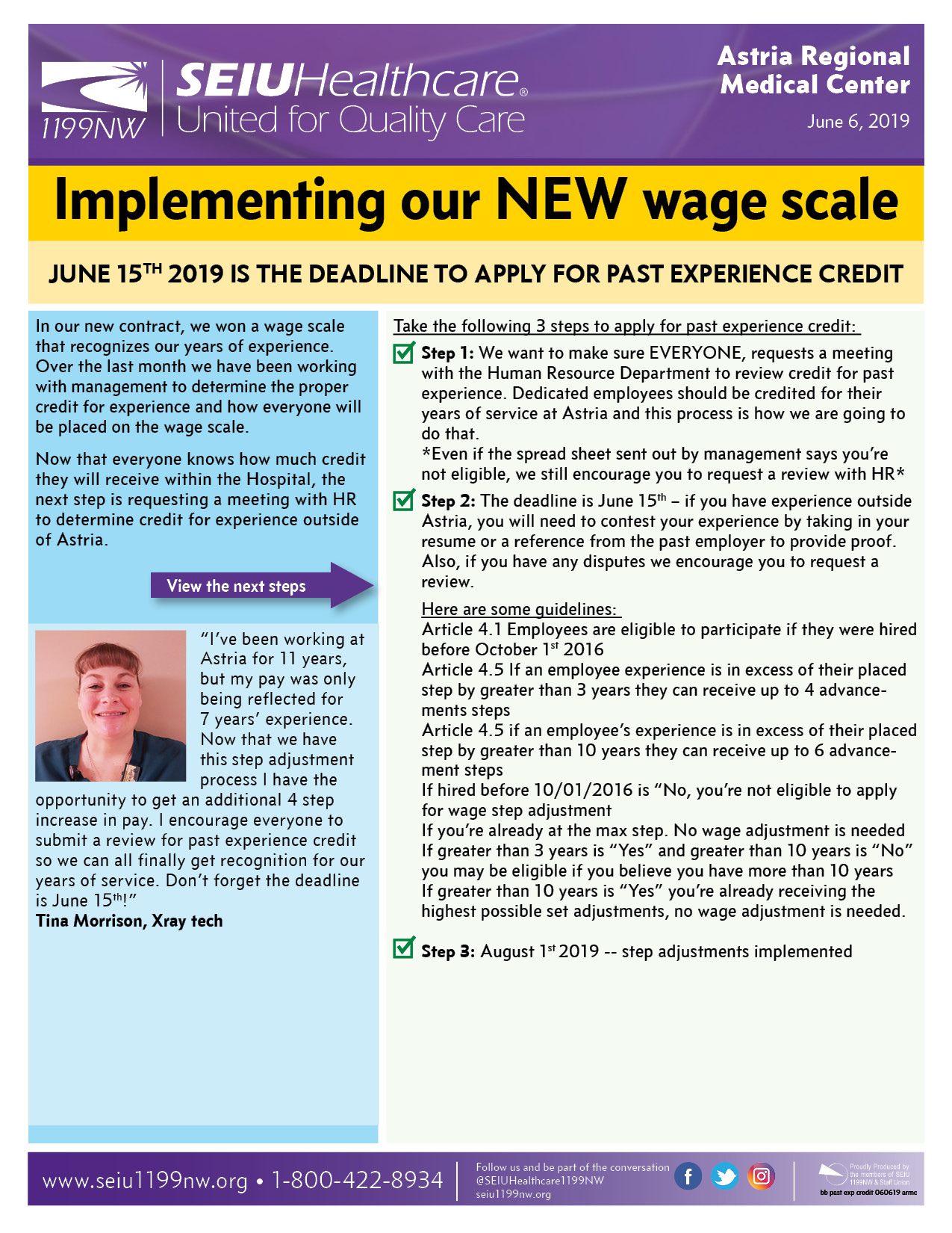 Implementing our NEW wage scale SEIU Healthcare 1199NW