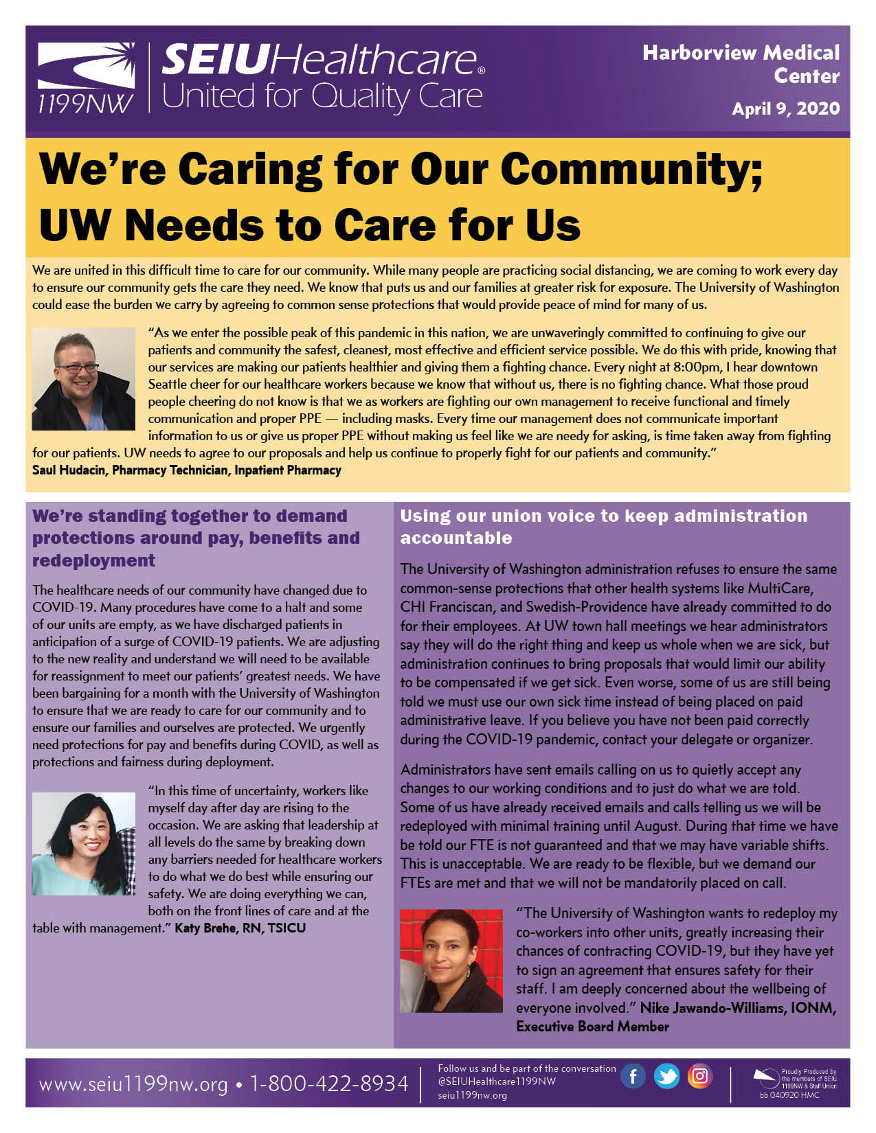 We’re Caring For Our Community; Uw Needs To Care For Us - Seiu 