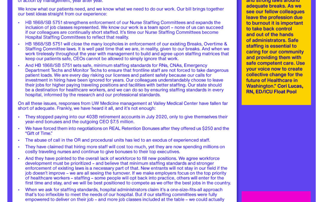 We Keep Our Patients Safe and Healthy (HB1868/SB5751). It’s High Time That Legislation Does the Same for Us!