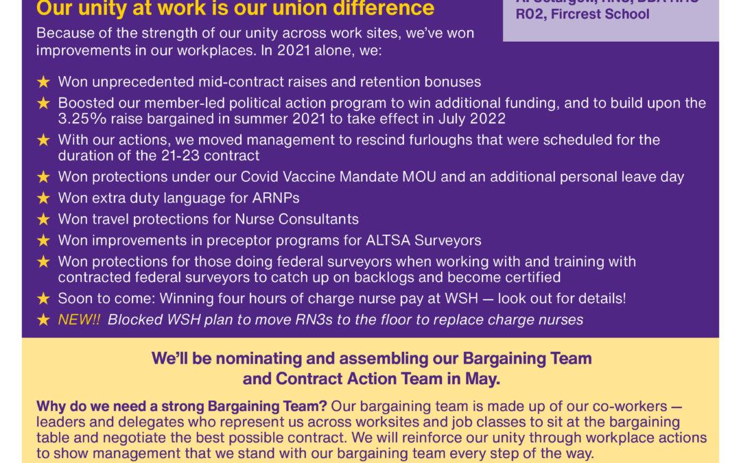 We’re Energized and Ready for Bargaining in 2022!  Standing united to win workplace improvements and a great contract