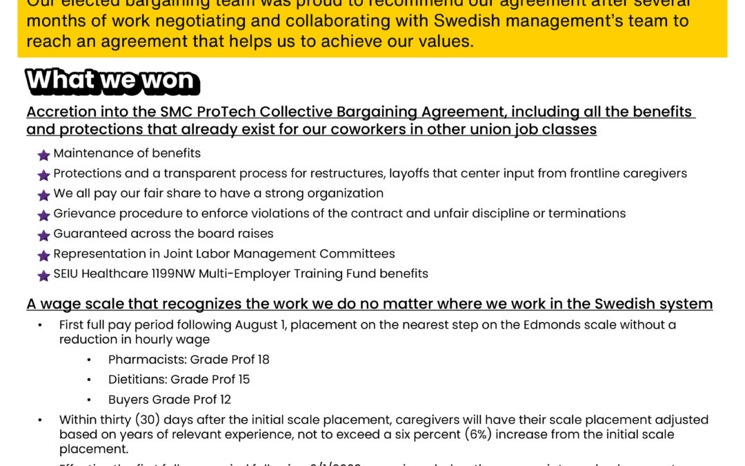 We ratified our agreement for a contract that respects the experience of Pharmacists, Registered Dietitians and Pharmacy Buyers!