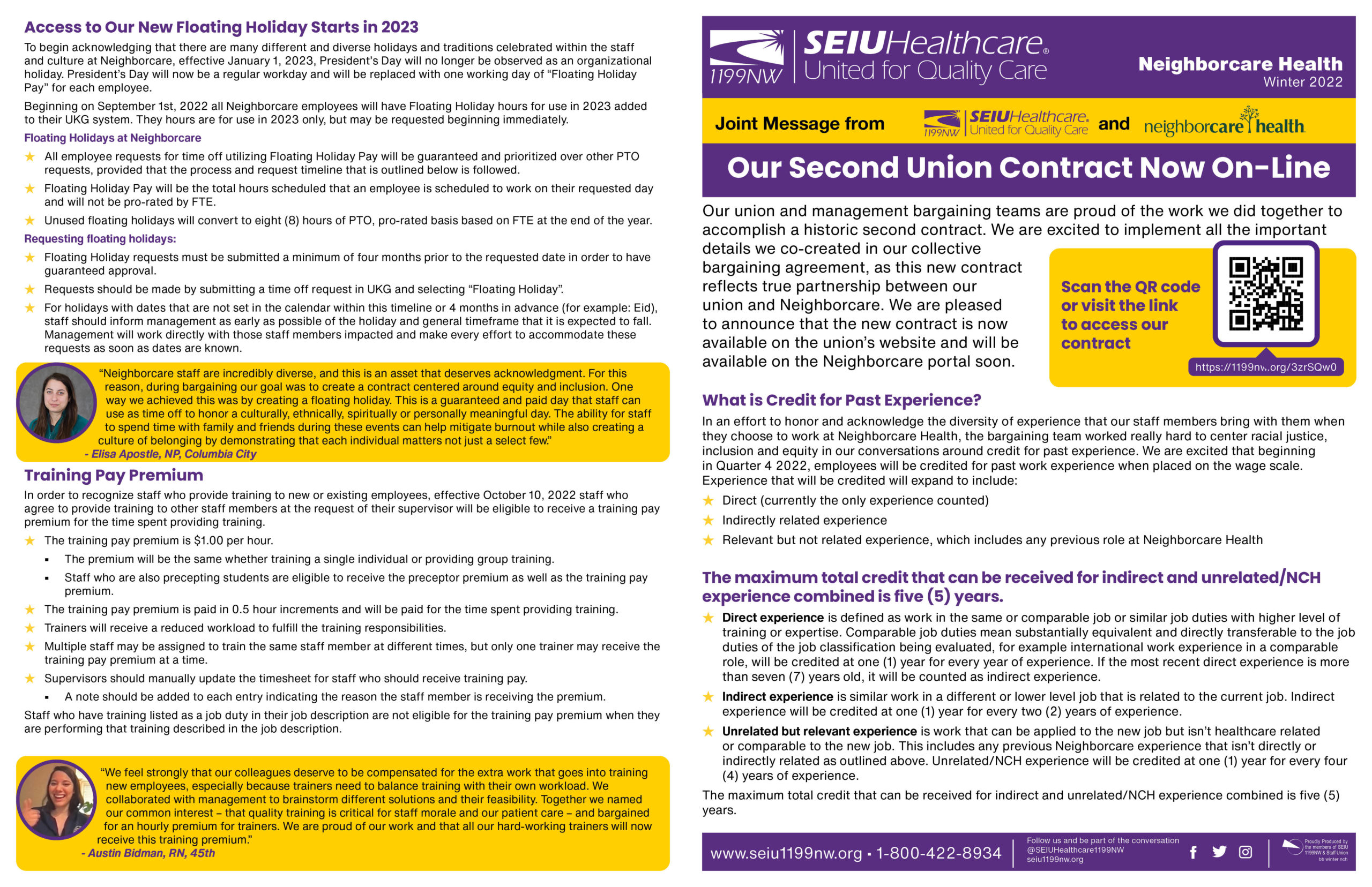 Our Second Union Contract Now OnLine SEIU Healthcare 1199NW