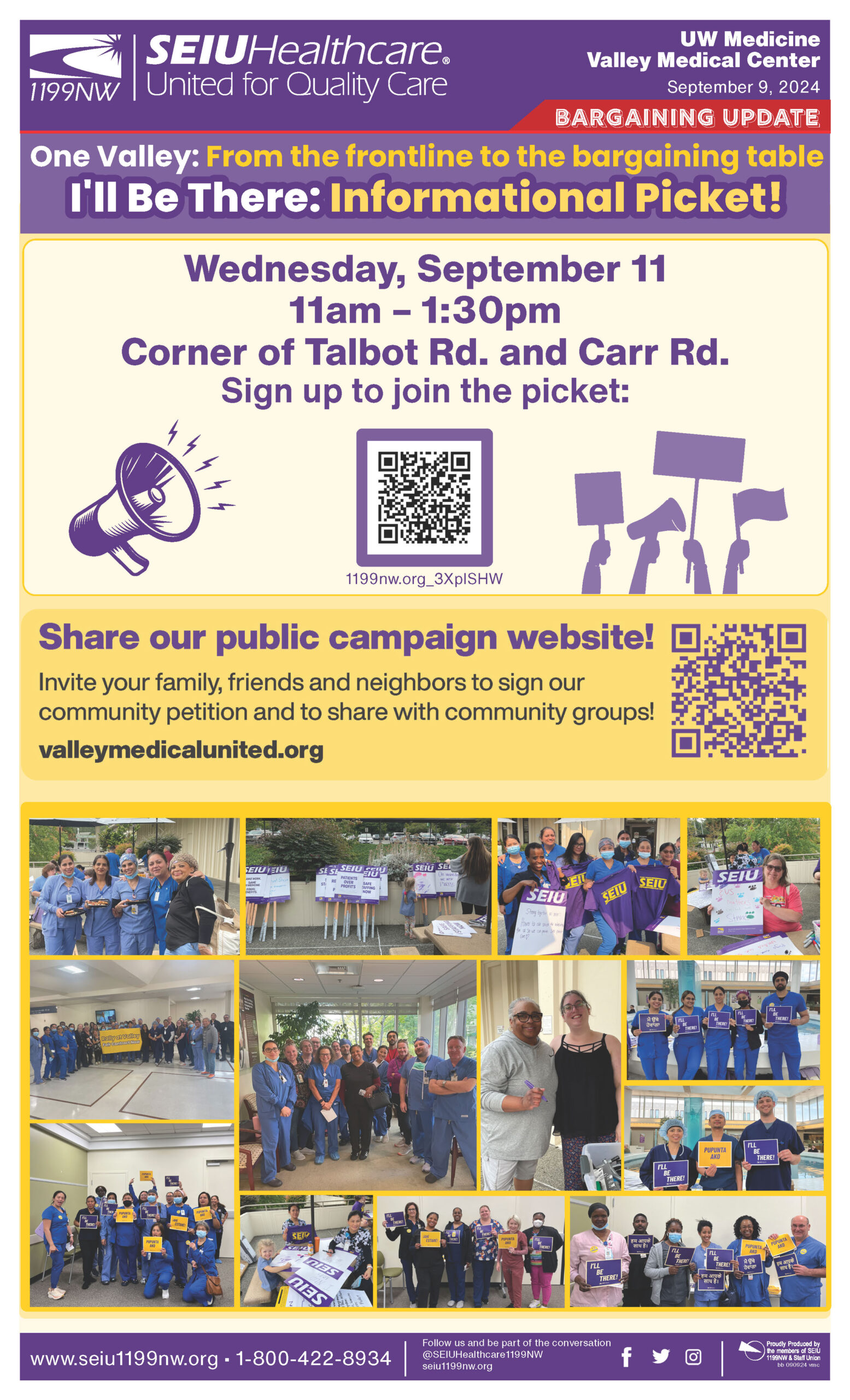 One Valley: From the frontline to the bargaining table-I'll Be There: Informational Picket!