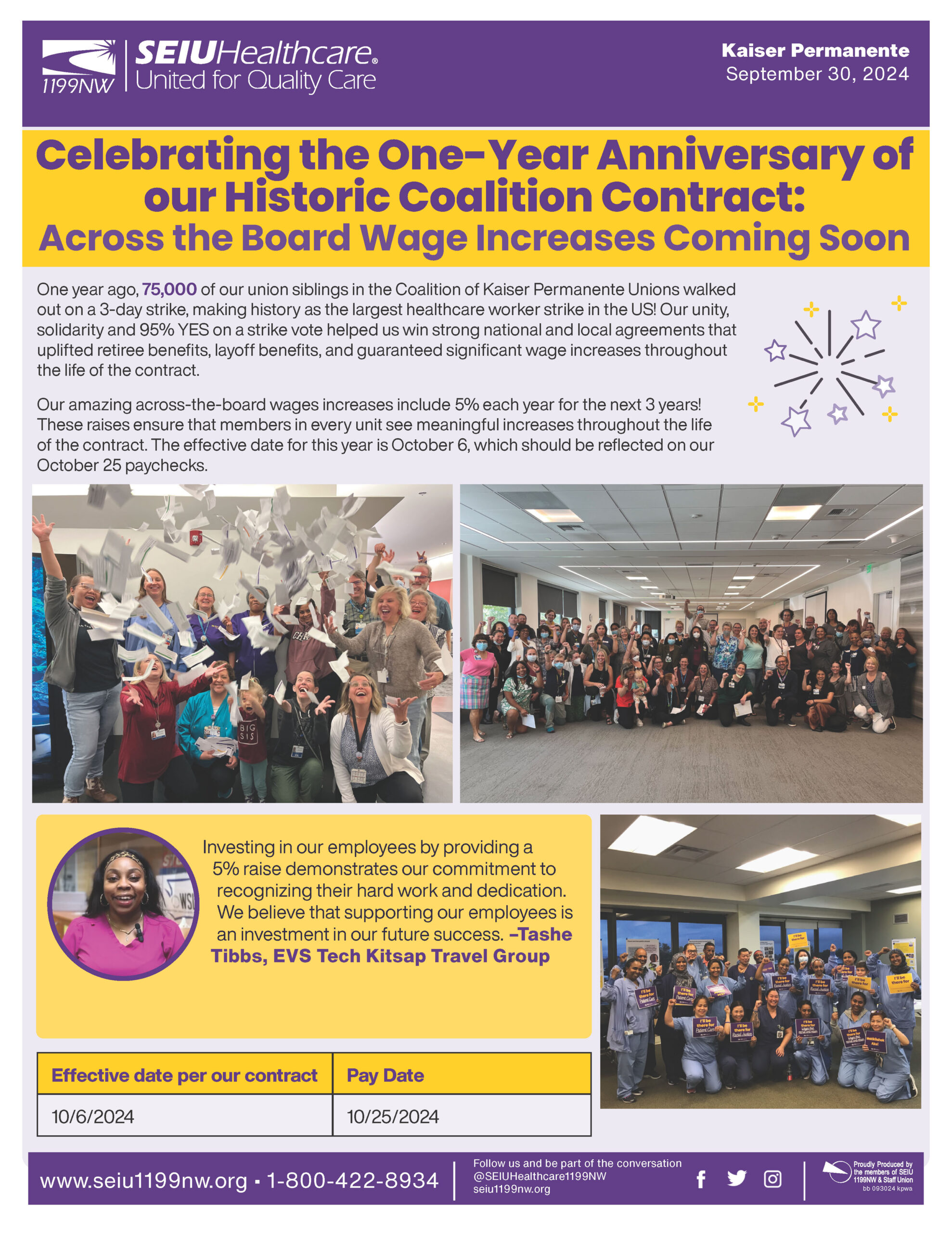 Celebrating the One-Year Anniversary of our Historic Coalition Contract: Across the Board Wage Increases Coming Soon