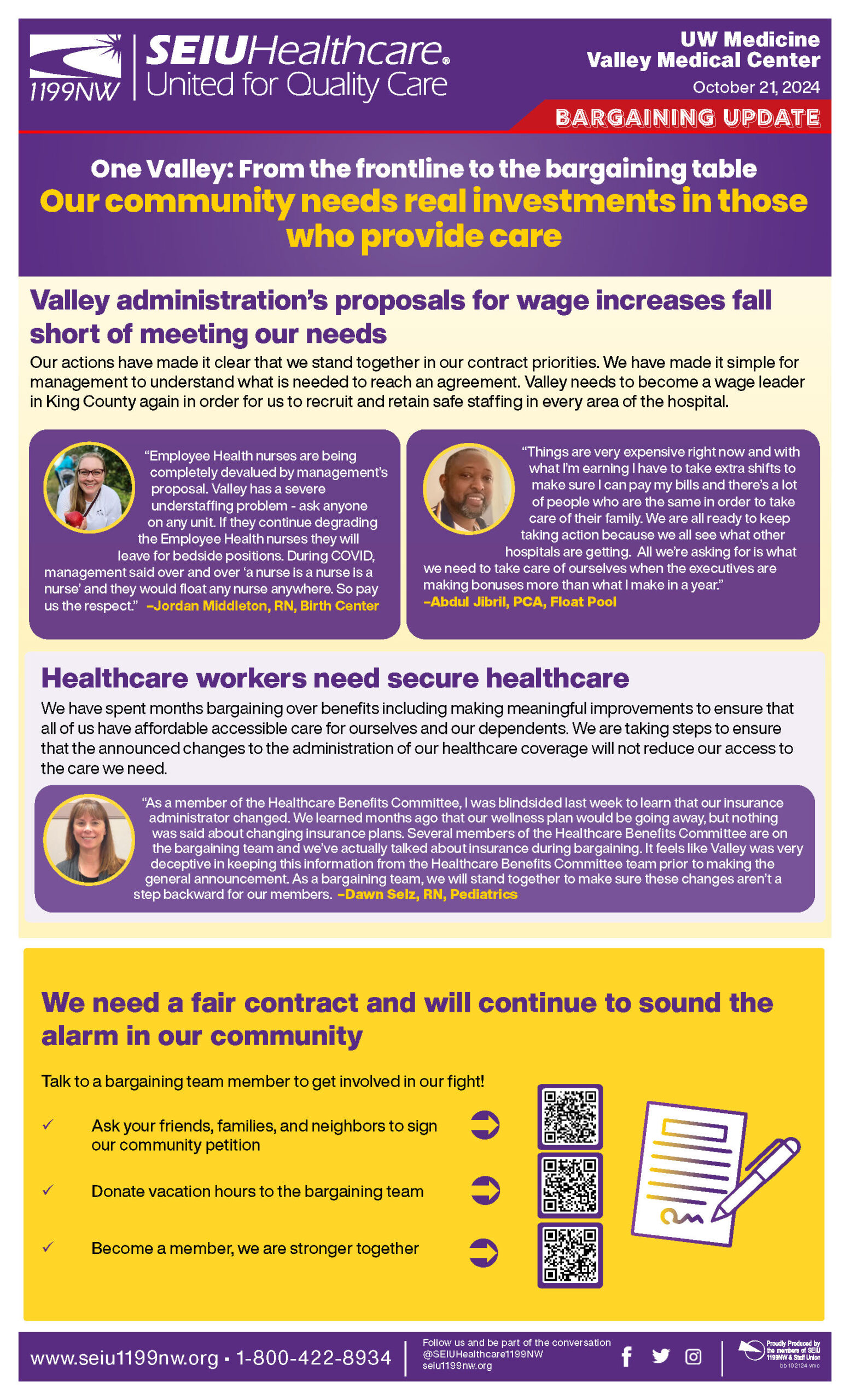 One Valley: From the frontline to the bargaining table - Our community needs real investments in those who provide care