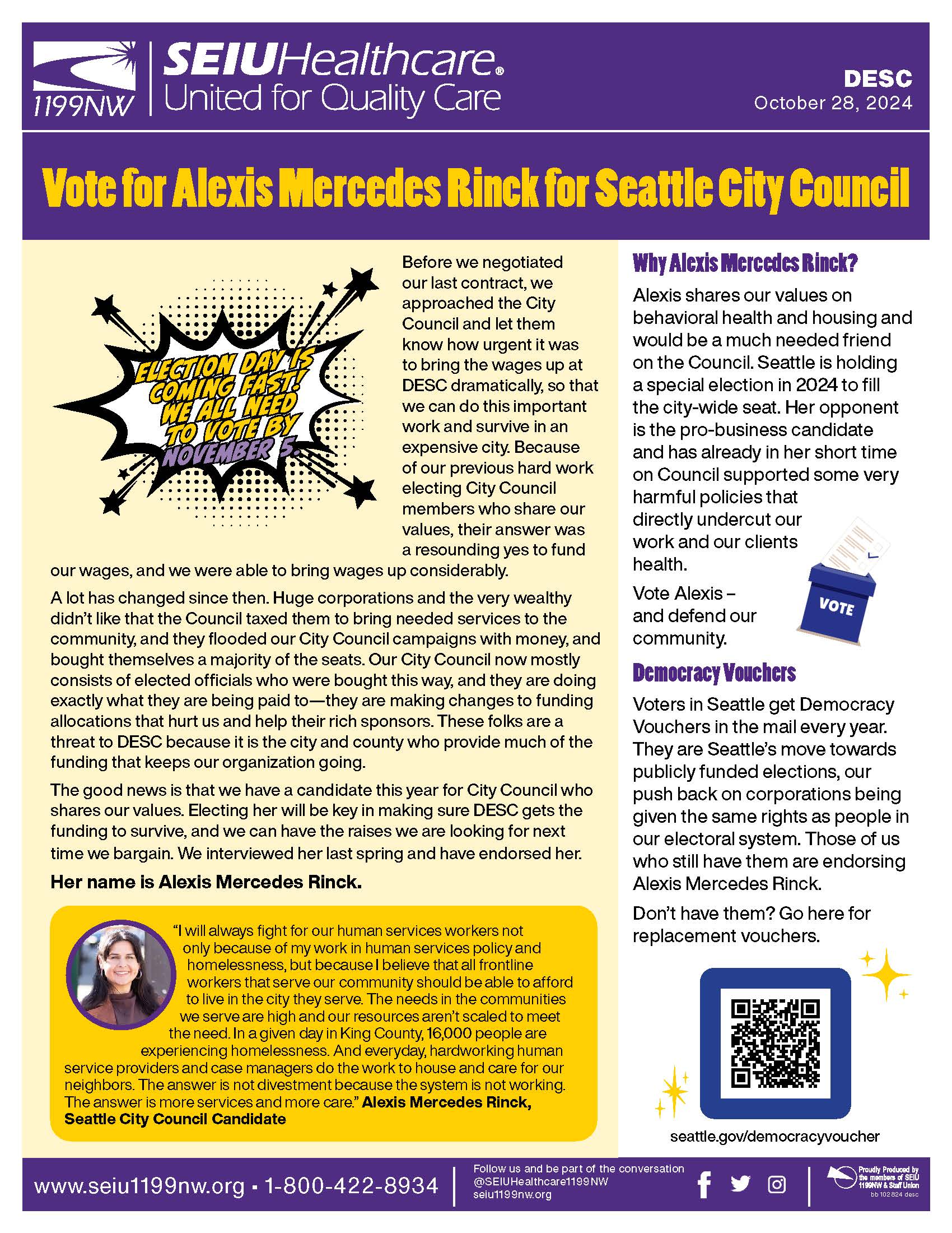 Vote for Alexis Mercedes Rinck for Seattle City Council